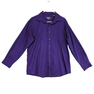 Kenneth Cole Reaction Men's 16.5 Wrinkle Free Button Purple Dress Shirt, Striped